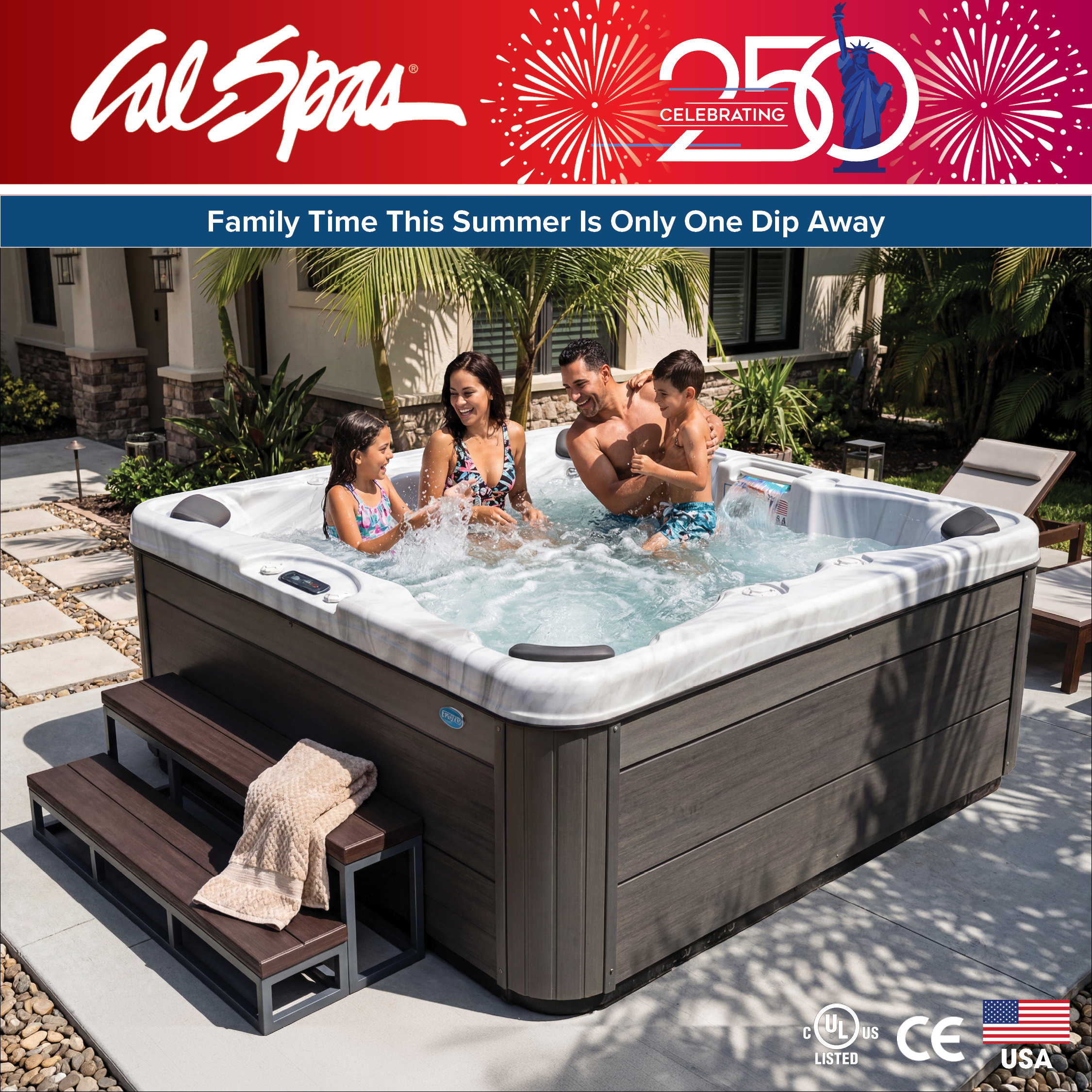 Calspas hot tub being used in a family setting - Sun Valley